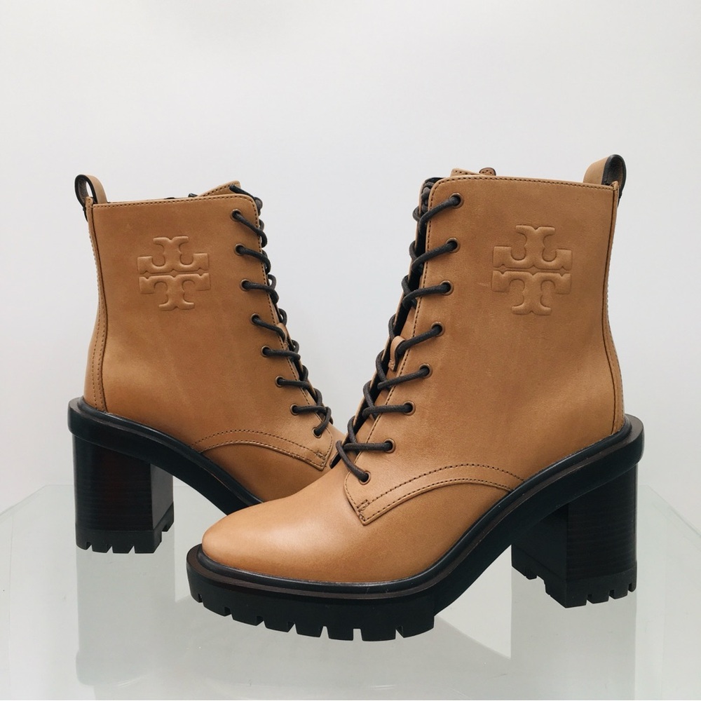 Tory Burch Double T Lug Boot 95 mm Vachetta Leather Women’s Size 5 Medium